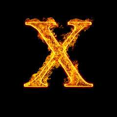 Image showing Fire alphabet letter X