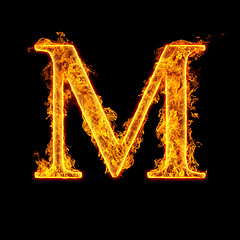 Image showing Fire alphabet letter M