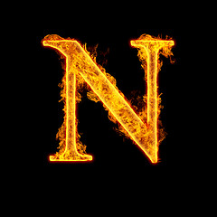 Image showing Fire alphabet letter N