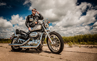 Image showing Biker on the road