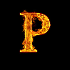 Image showing Fire alphabet letter P