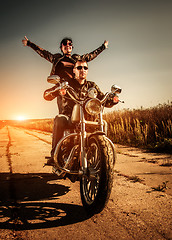 Image showing Bikers on the road