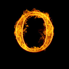 Image showing Fire alphabet letter O