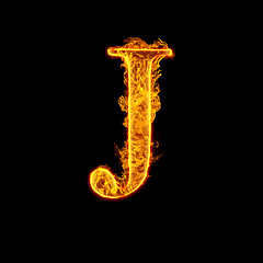 Image showing Fire alphabet letter J