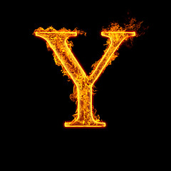 Image showing Fire alphabet letter Y