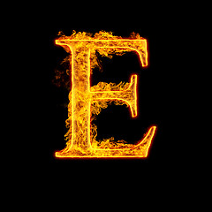 Image showing Fire alphabet letter E