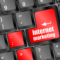 Image showing online marketing or internet marketing concepts, with message on enter key of keyboard key