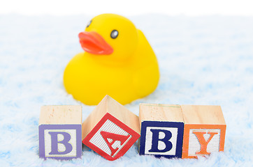 Image showing Baby blocks spelling baby