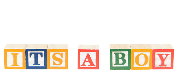 Image showing Letter blocks spelling its a boy