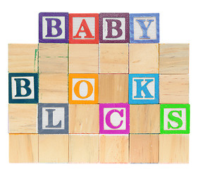 Image showing Letter blocks spelling baby blocks