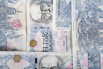 Image showing czech banknotes crowns background