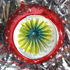 Image showing Bauble and tinsel