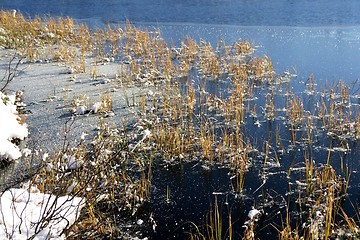 Image showing Tarn freezing over