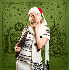 Image showing Woman Waiting For Christmas