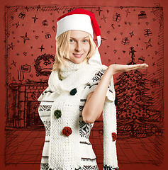 Image showing Woman Waiting For Christmas