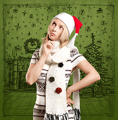 Image showing Woman Waiting For Christmas