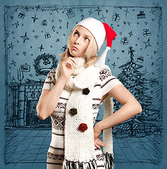 Image showing Woman Waiting For Christmas