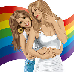 Image showing Vector Women Gay Couple Looking on Camera