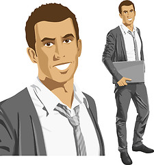 Image showing Vector Businessman With Laptop