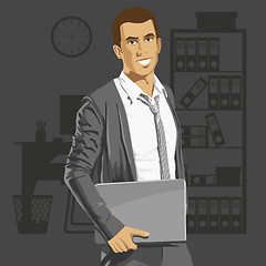 Image showing Vector Businessman With Laptop