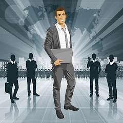 Image showing Vector Businessman With Laptop