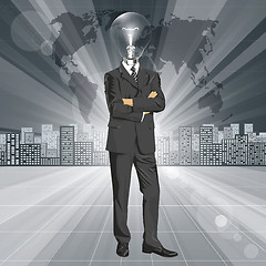 Image showing Lamp Head Businessman In Suit