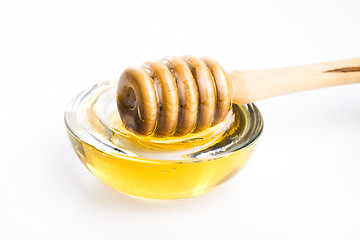 Image showing fresh honey with lemon and orange fruits