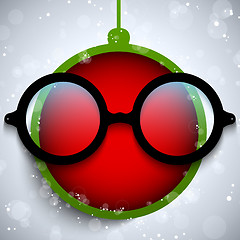 Image showing Merry Christmas Red Ball with Glasses