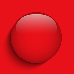 Image showing Red Alert Glass Circle Button on Red Background