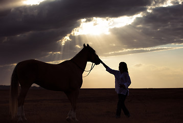 Image showing Woman and horse