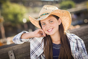 Image showing Preteen Girl Portrait at the Pumpkin Patch