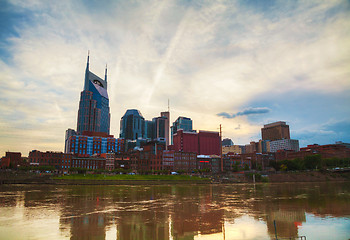 Image showing Downtown Nashville cityscape in the evening