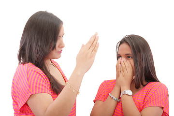 Image showing mother preparing to slap her daughter in the face