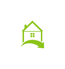 Image showing Icon eco home with leaf isolated on white background