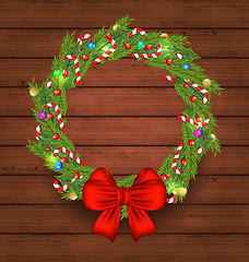 Image showing Christmas holiday decoration on wooden background