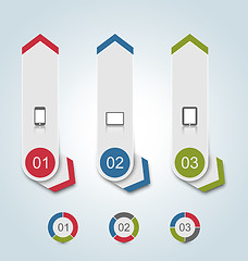 Image showing Set paper labels with gadgets infographic icons