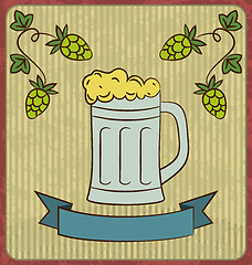 Image showing Vintage card with glass mug beer