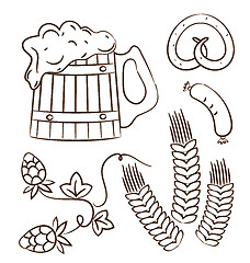 Image showing Octoberfest cartoon design elements (1), hand drawn style