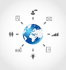 Image showing Global internet communication, set business pictograms