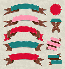 Image showing Set ribbons, vintage labels, geometric emblems