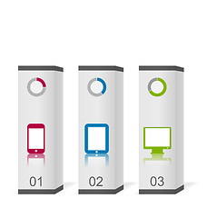 Image showing Set boxes with simple gadgets infographic icons