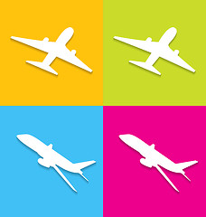 Image showing Aircraft symbols isolated on colorful background