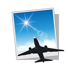 Image showing Photo frame with plane and sky