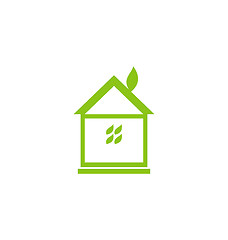 Image showing Icon eco house with leaf isolated on white background