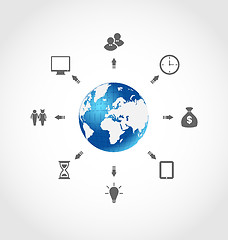 Image showing Global internet communication, set business pictograms