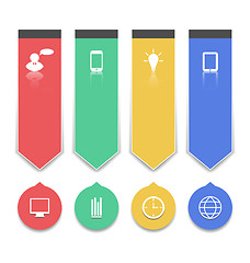 Image showing Group paper labels with infographic icons