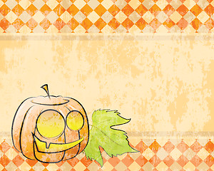 Image showing Vector checkered background pumpkin decorating for Halloween