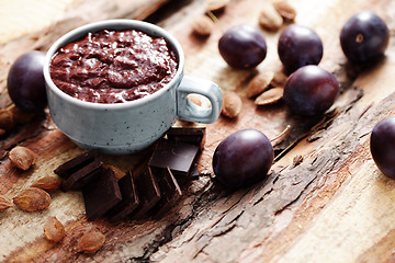 Image showing plum jam with chocolate