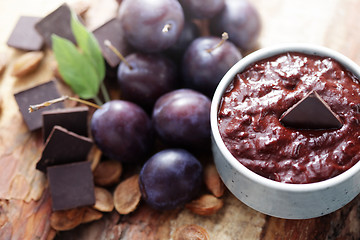 Image showing plum jam with chocolate