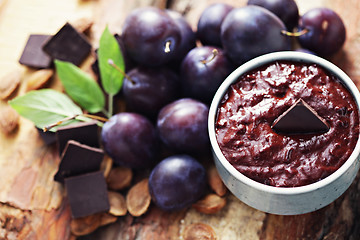 Image showing plum jam with chocolate